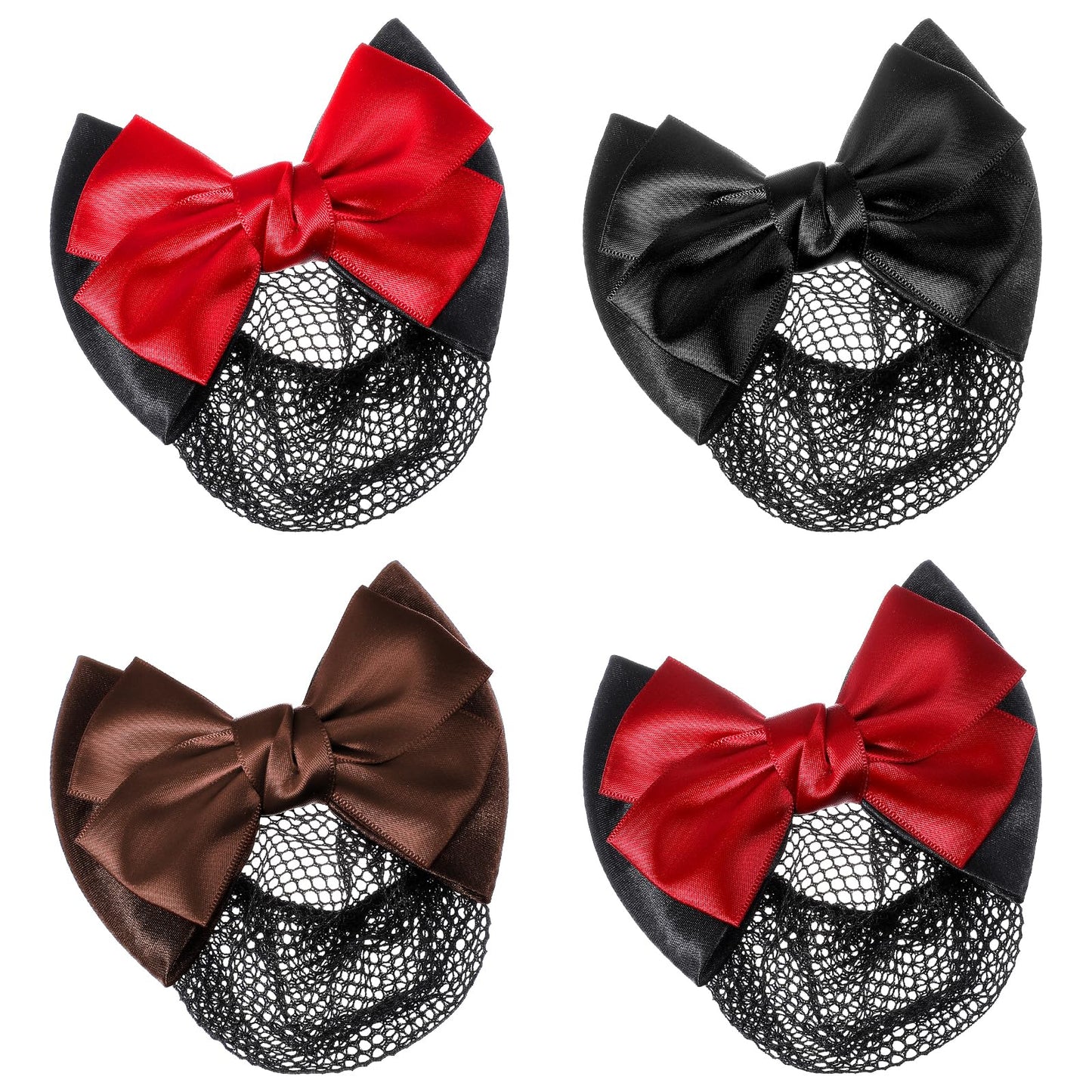 Elegaperma 4pcs Bun Covers for Women's Hair,Double Bow with Clips