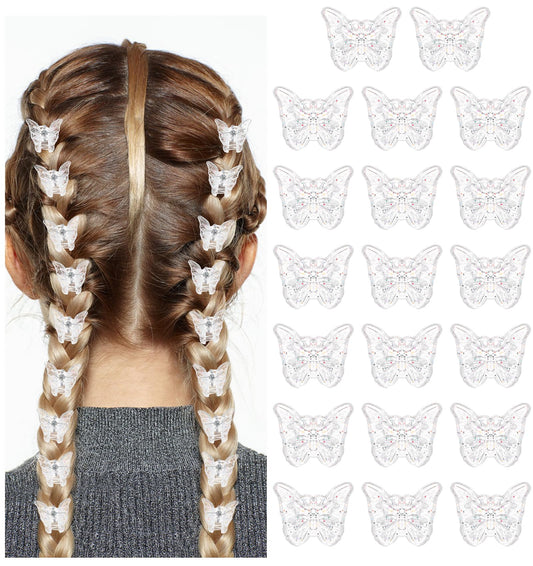 20 Pcs Silver Butterfly Hair Clips, Small Butterfly Hair Clips for Women, Mini Butterfly Hair Clips, Butterfly Clips for Women, and Girls, Stylish Translucent Tiny Butterfly Hair Clips (Glitter Color)