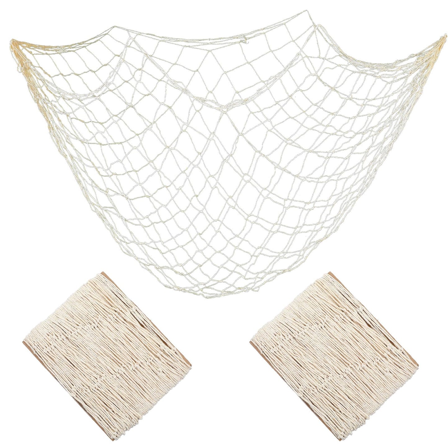 Elegaperma Pack of 2 Fishing Net Decoration, 150 x 100 cm Cotton Fishing Net, Rustic Fishing Net Decoration, Outdoor for Beach Parties, Wall Decorations and Theme Events
