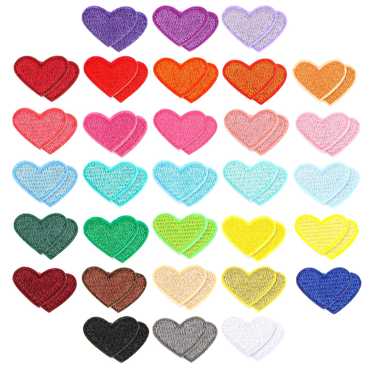 Oruola 62pcs Heart Iron On Patches for Clothes,Cute Mini Heart Iron On Patches,Queen of Hearts Applique Patches,Embroidered Iron On/Sew On Heart Patches for Jackets Hats Backpacks Jeans DIY Craft