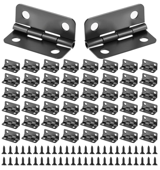 Black Small Butt Hinges with Screws, Stainless Steel Folding Butt Hinges with Screws, Suitable for Jewelry Box Cabinet and Lightweight Craft Projects