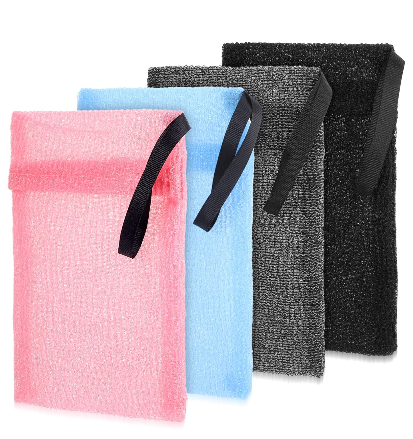 4 Pcs Bar Soap Bag for Washing Body, Exfoliating Soap Bag Scrubber Pouch Sack for Bath Shower, Facial Cleaning, Travel & Home Use (Multicolor)