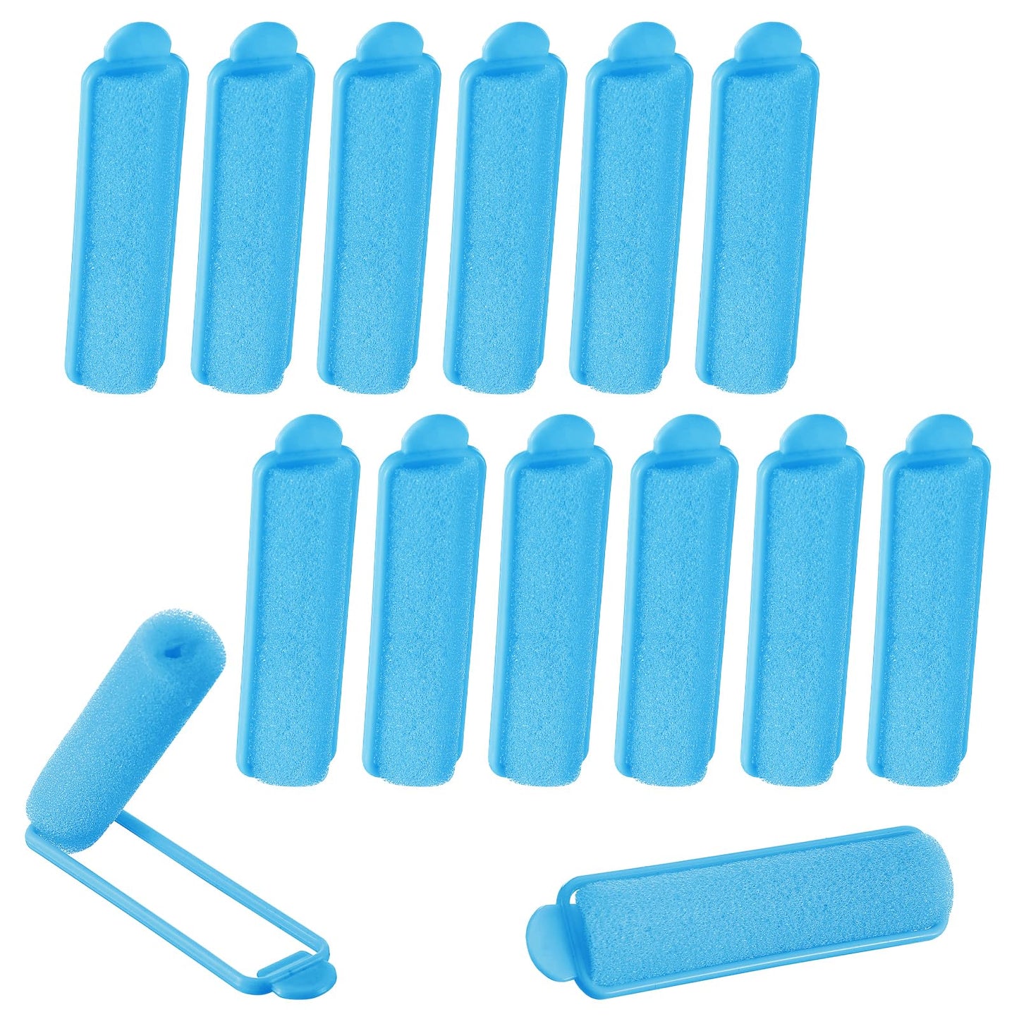 Oruola 14pcs Foam Hair Rollers,2.67 In Hair Rollers to Sleep In,Heatless Curlers for Fine Thin Hair,Sponge Rollers for Hair,Soft Hair Rollers for Hair Styling,Long Short Hair Ladies Children (Blue)