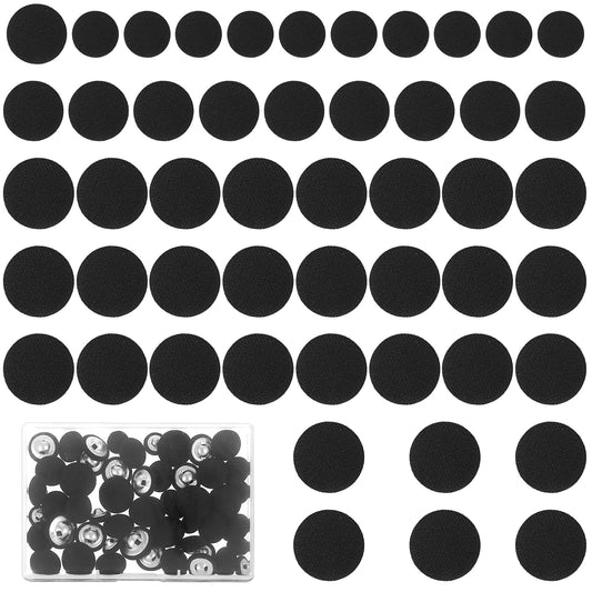 Classicseali 50pcs Upholstery Buttons,Vintage Black Tuxedo Buttons,Fabric Cloth Covered with Metal Shank Round Button,Versatile Black Buttons for Suits,Gowns,Blouses,and Mores(18mm/15mm/11.5mm)