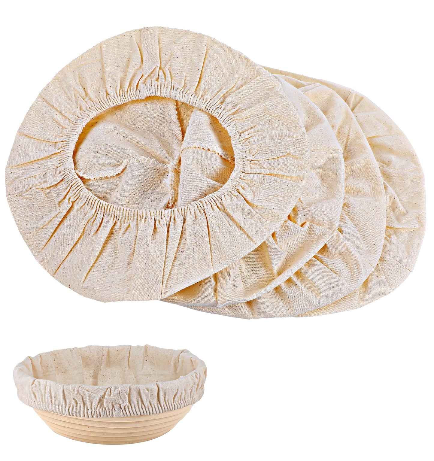 4 pieces of anti-counterfeit bread basket cloth lined with baking dough basket cover, natural rattan anti sticking cloth, suitable for baking at home