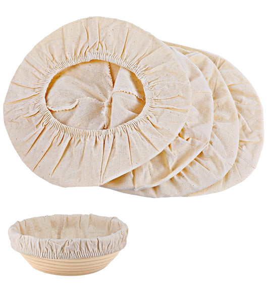 4 pieces of anti-counterfeit bread basket cloth lined with baking dough basket cover, natural rattan anti sticking cloth, suitable for baking at home