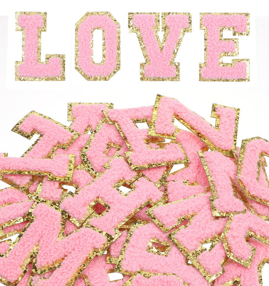 26 Pack Iron on Pink Letter, Sew on Letters for Clothes, DIY Hats, Backpacks, Jeans, Vest, Coat, Fabric (Pink)