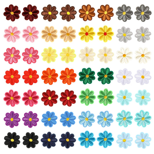 Oruola 56Pcs Flower Patches for Clothes,Sunflower Iron on Patches,Cute Daisy Flower Iron on Patches,Embroidered Iron On/Sew On Heart Patches for Hats,Jackets,Backpacks,Jeans