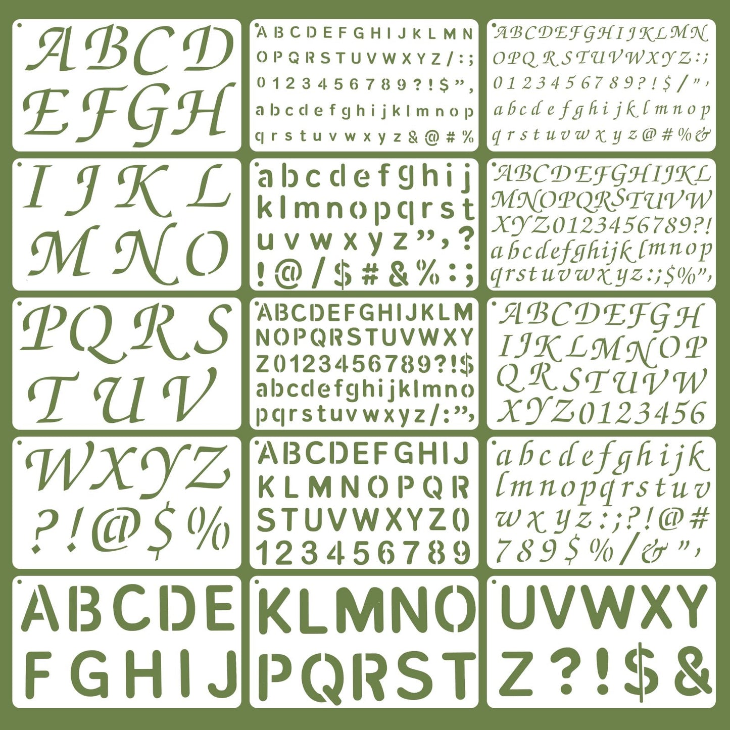 Elegaperma 15Pcs Small Letter Stencils, 1/2, 3/4, 1, 2 in Letter and Number Stencils, Letters Stencil for Fabric Laser-Cut PET Material for DIY Craft Painting Home Decoration