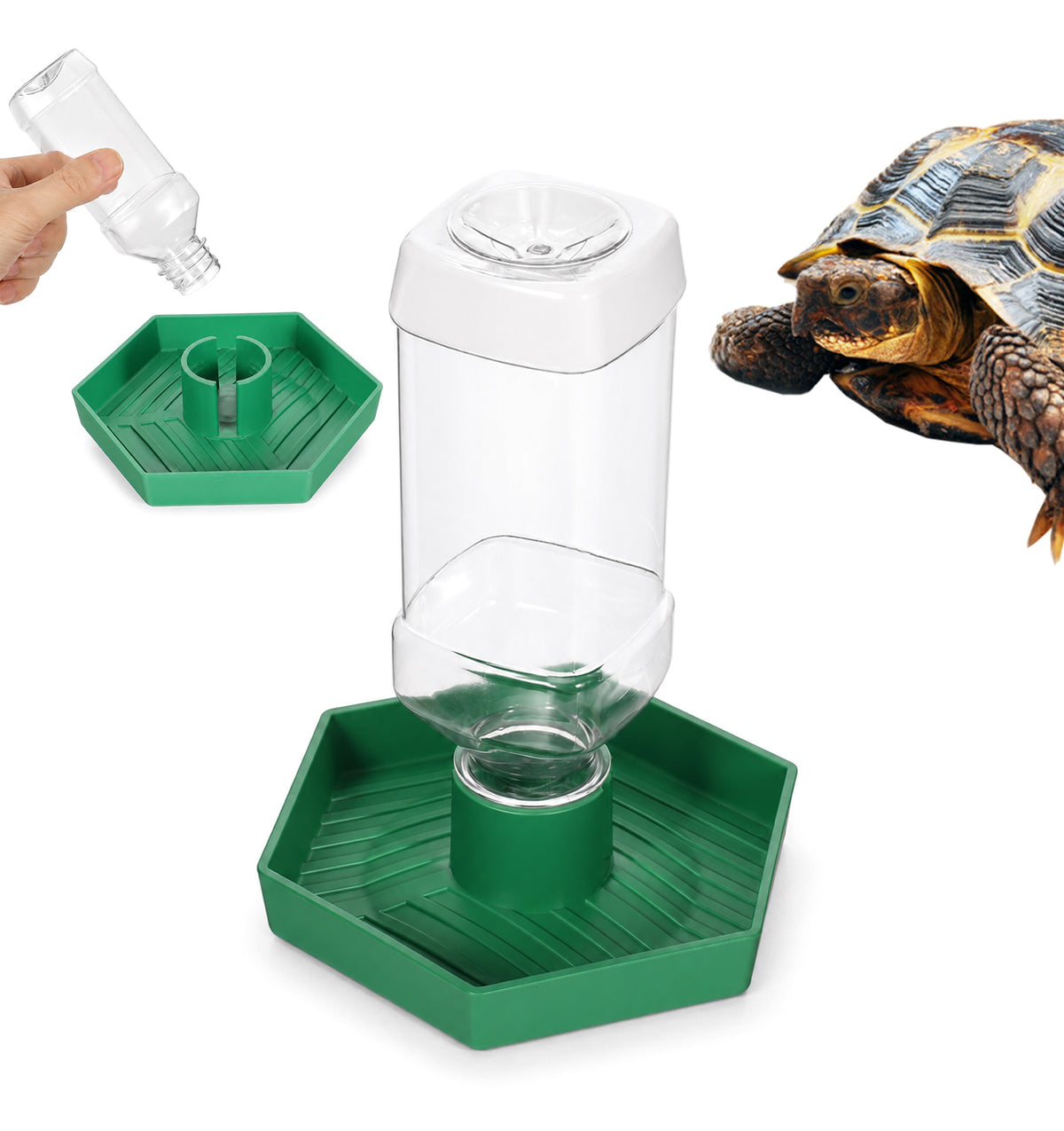 Tortoise Water Bowl, Reptile Water Bowl, Small Automatic Water(12.5x10.8cm)