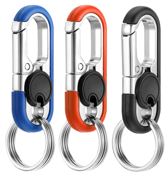 ValueBargain Key Chains for Men, 3 Pcs Heavy Duty Key Rings, Car Keychain for Men & Women Daily Carry Anti-loss Design, (Multi-colored, 6.8 X 2.7 cm)