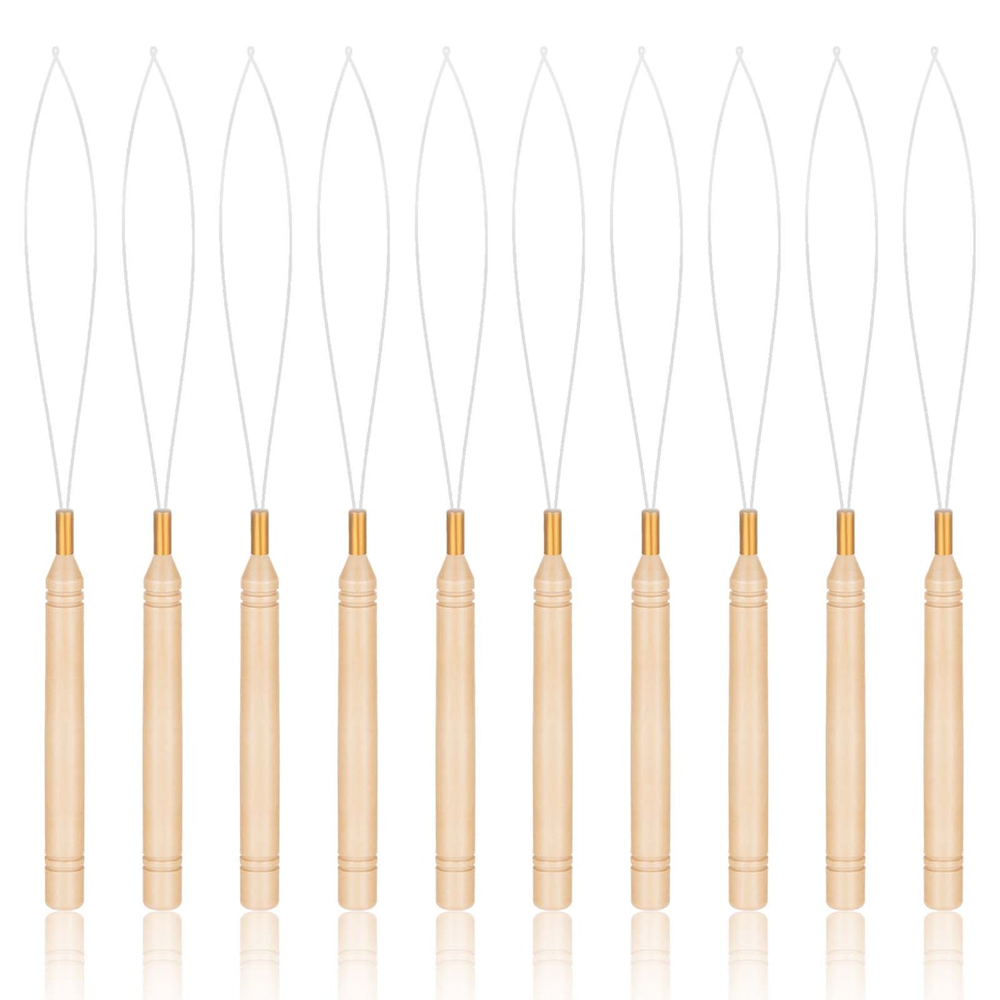 oruola 10PCS Hair Extension Tools,Nano Hair Extension Tool,Nano Bead Threader,Wooden Hair Extension Loop Needle Kit for Hair or Feather Extensions - Premium Quality,Easy to Use,Flexible and Simple