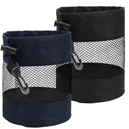 Classicseali 2pcs Golf Ball Bag,Multifunctional Golf Ball Pouch, Nylon Mesh Golfs Balls Bag, Suitable for Table Tennis Balls, Children's Toy Storage, and Diving, Black,Navy Blue