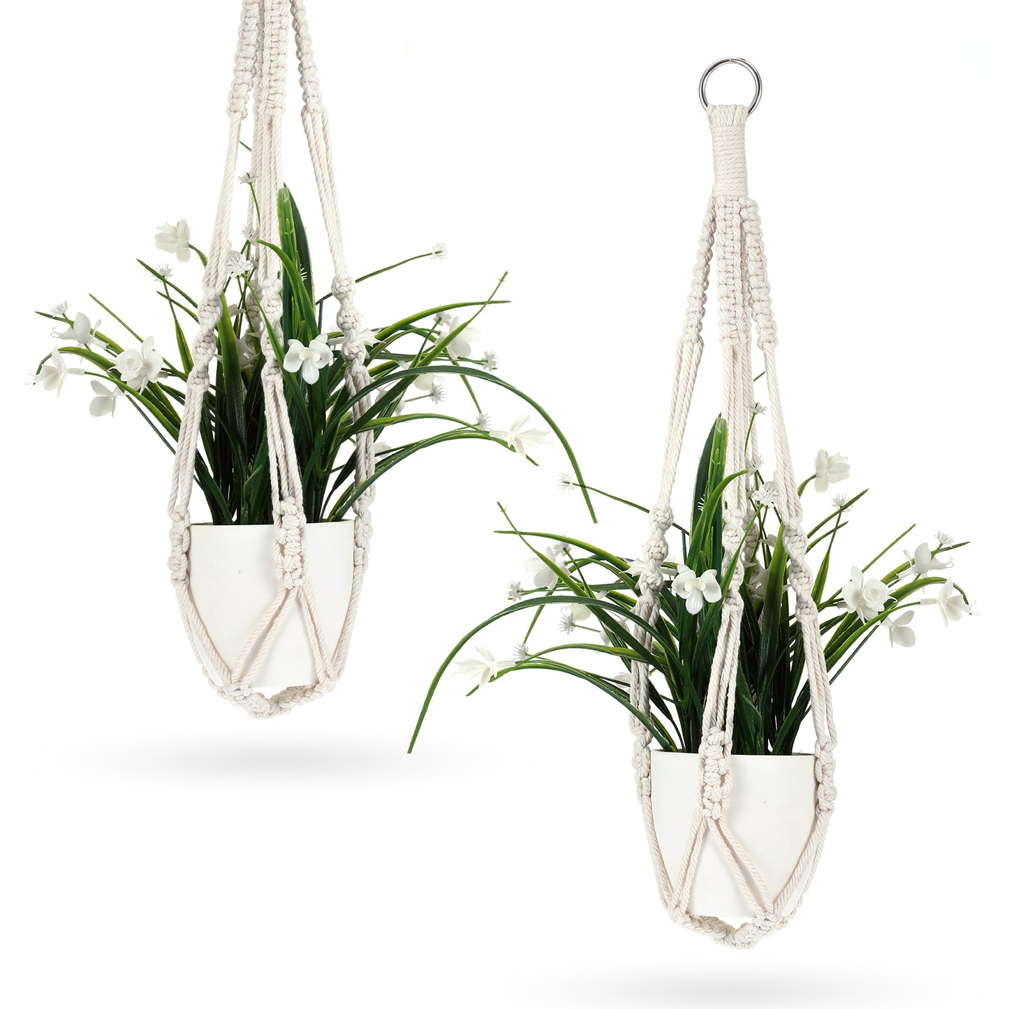 ValueBargain 2 Pack 52 cm Plant Hanger Indoo Braided Rope for Plants Decor (White)