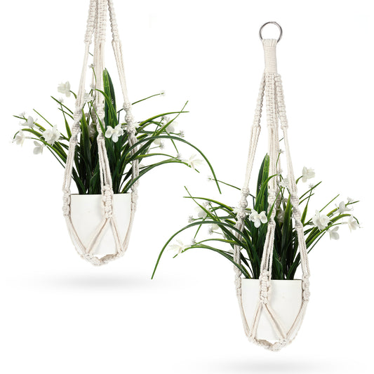 ValueBargain 2 Pack 52 cm Plant Hanger Indoo Braided Rope for Plants Decor (White)