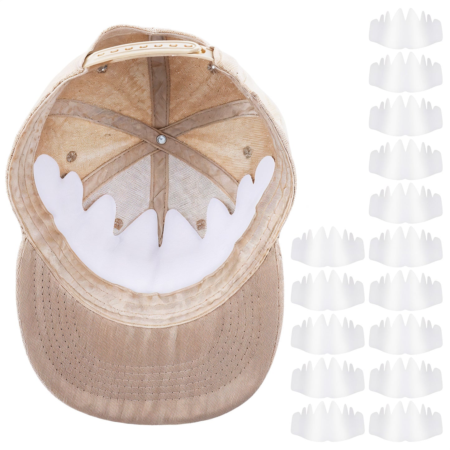 guduling 15pcs Cap Shaper, hat Insert to Keep Shape, Cap Shaper, hat Insert, Felt Hats Shaper, Sweat-Absorbent and Easy to Clean, for Baseball caps, Duckbill caps, White