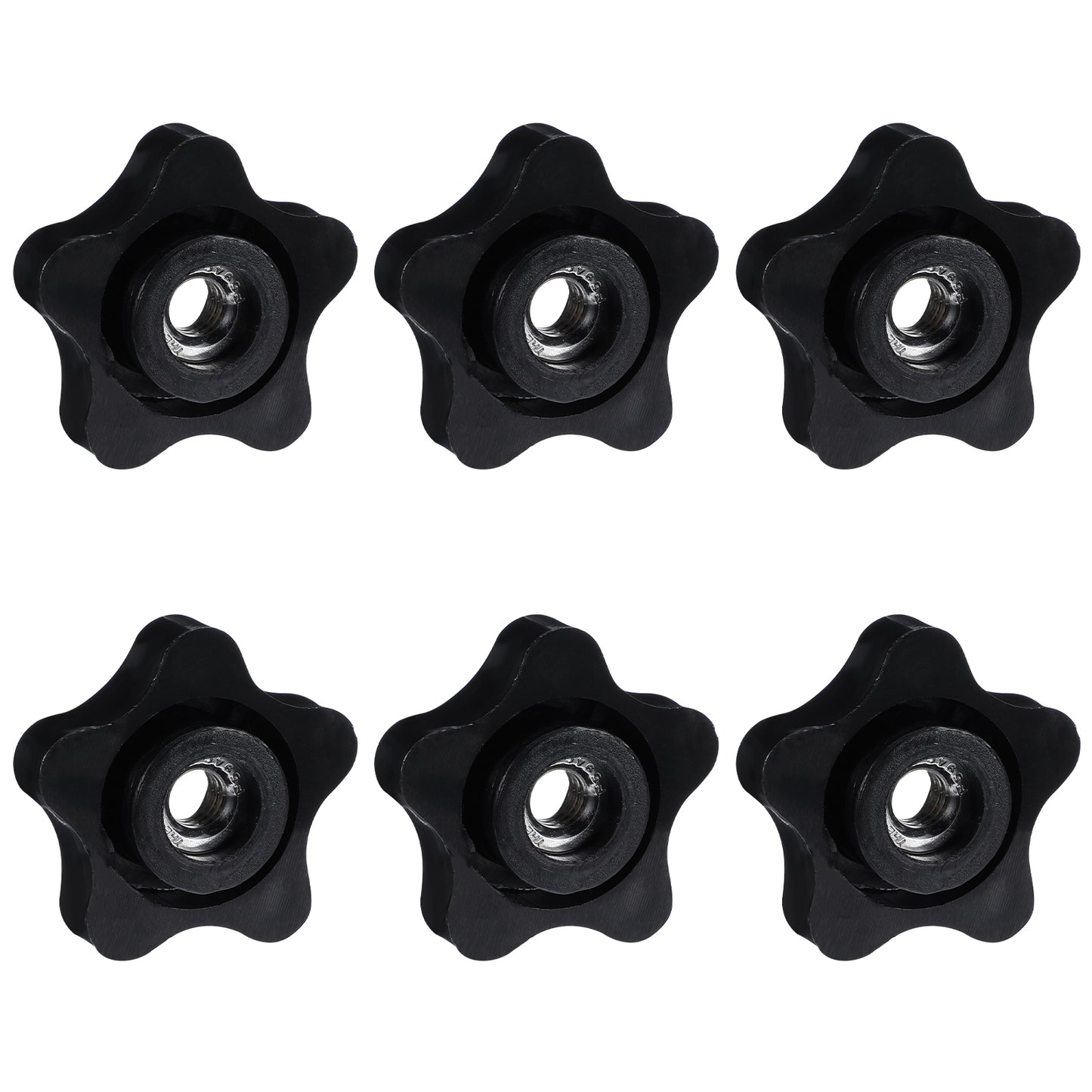 Oruola 6pcs 5/16 Wing Nut,5/16 Inch Star Knobs, 5 Star Shaped Threaded Knob,5/16-18 Thread Knob Nut for T Track Bolts Jigs Knobs,Sawing Machine, Drilling Machine, Plastic Screw-On Type(Black)
