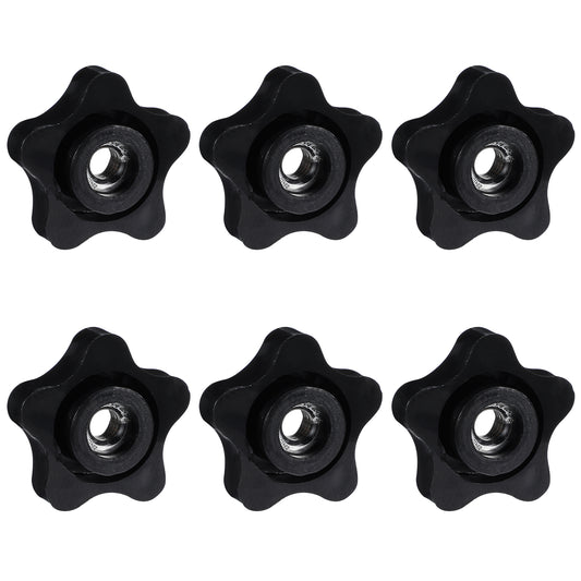 Oruola 6pcs 5/16 Wing Nut,5/16 Inch Star Knobs, 5 Star Shaped Threaded Knob,5/16-18 Thread Knob Nut for T Track Bolts Jigs Knobs,Sawing Machine, Drilling Machine, Plastic Screw-On Type(Black)