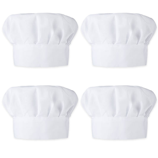 Classicseali 4pcs Kids Chef Hat, Adjustable Elastic White Chef Hat Kids, Cotton Polyester Cooking Caps for Children, 50-54CM Chef Hats Perfect for Baking, Cooking Parties, Art Classes