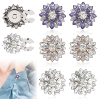 Elegaperma 6 Pcs Button Covers Clip On,with Sparkling Rhinestones, Button Covers for Women for Instant Elegance, Button Cover Ideal for Blouses Dresses and Coats
