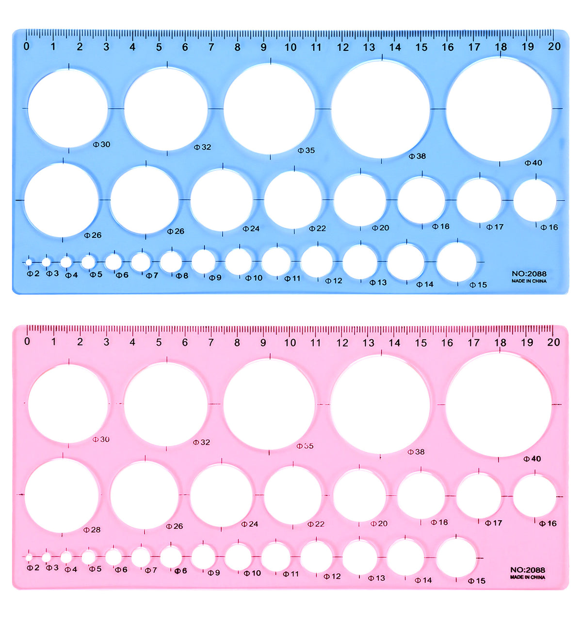 2 Pcs Circle Template for Drawing, Multi-Function Plastic Circle Stencil