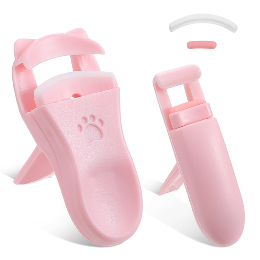 Oruola Cute Eyelash Curler, 2 Pieces Mini Lash Curler for Women, Professional Eye Lash Curlers, Portable Eyelash Curlers for Women Girls Lashes Long-Lasting Curling,Pink