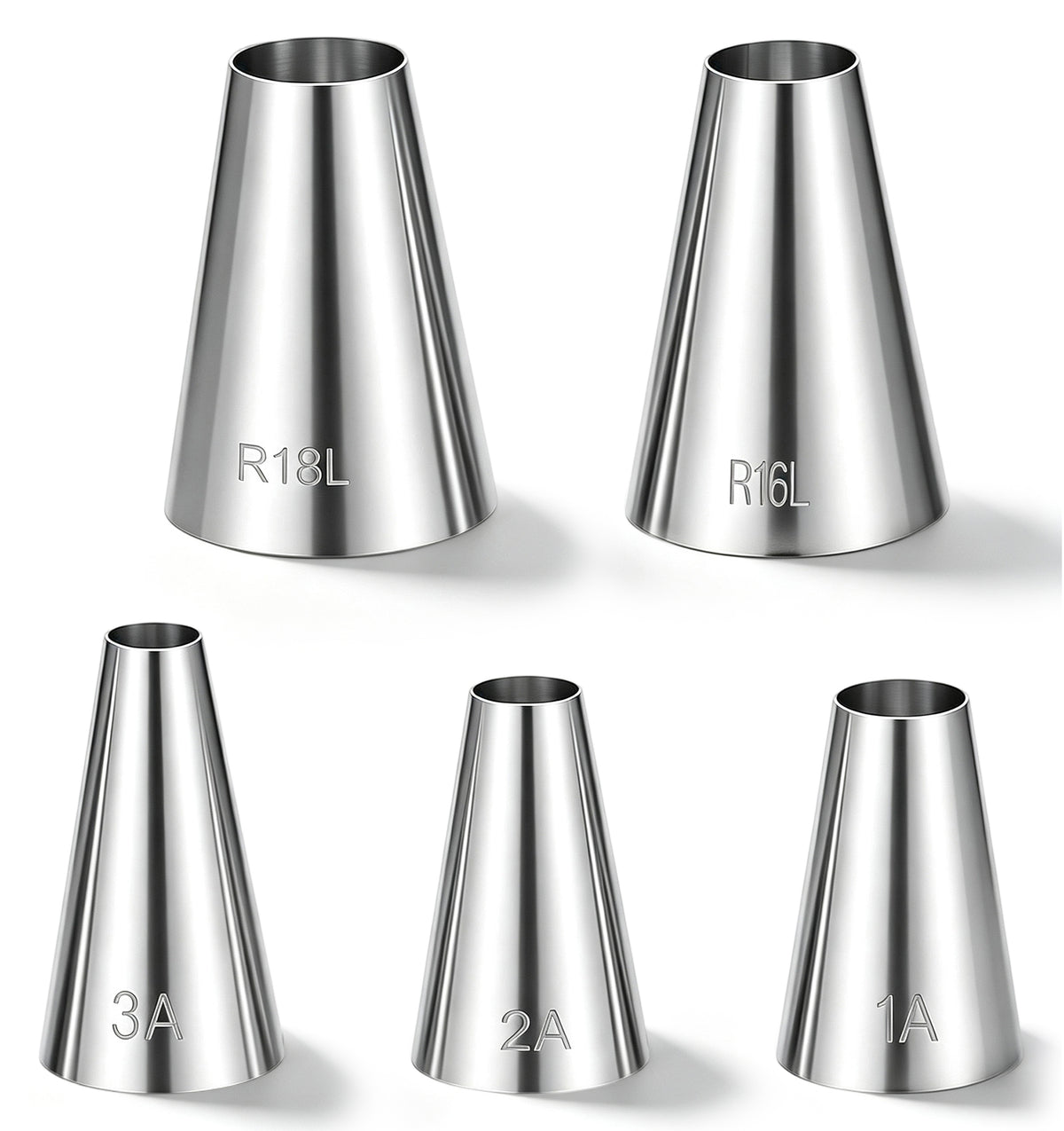 5 Pcs Large Piping Tips, Stainless Steel Round Hole Piping Bag Tips
