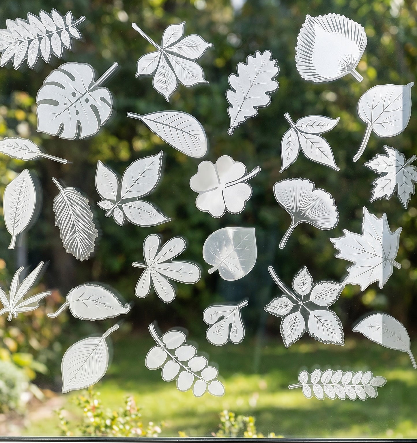 52 PCS Bird Strike Decals for Windows, 8 Sheets Highly Visible Leaf Shape Window Decals to Prevent Bird Strikes, Window Decal for Birds (11.81 X 8.66 Inch)