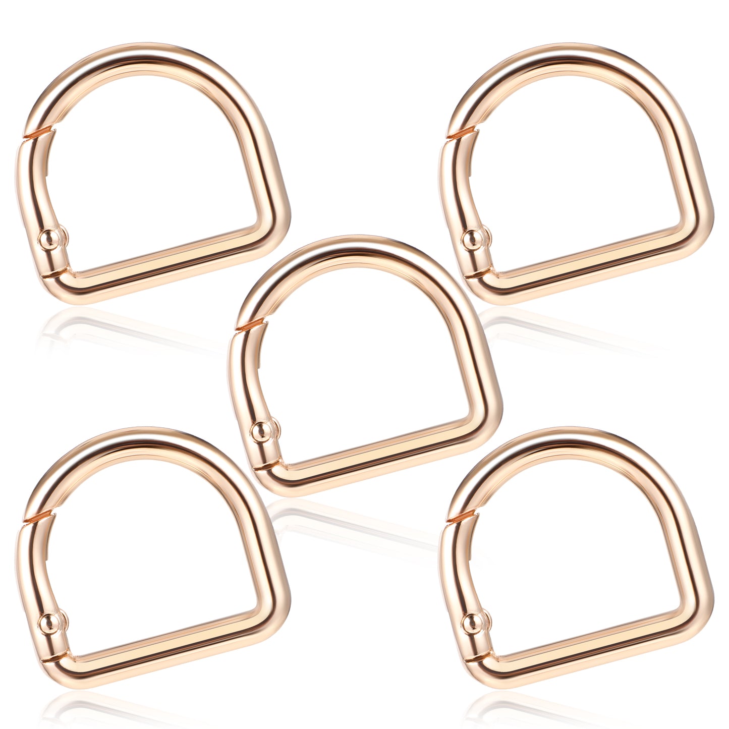 Classicseali 5pcs D Rings for Bags, Opening Spring Metal D Ring, 1 in Multi-Purpose Rings for Sewing, for Belts, Handbags, Shoulder Straps, Phone Lanyards, DIY Purse Strap Replacement,Backpack, Gold