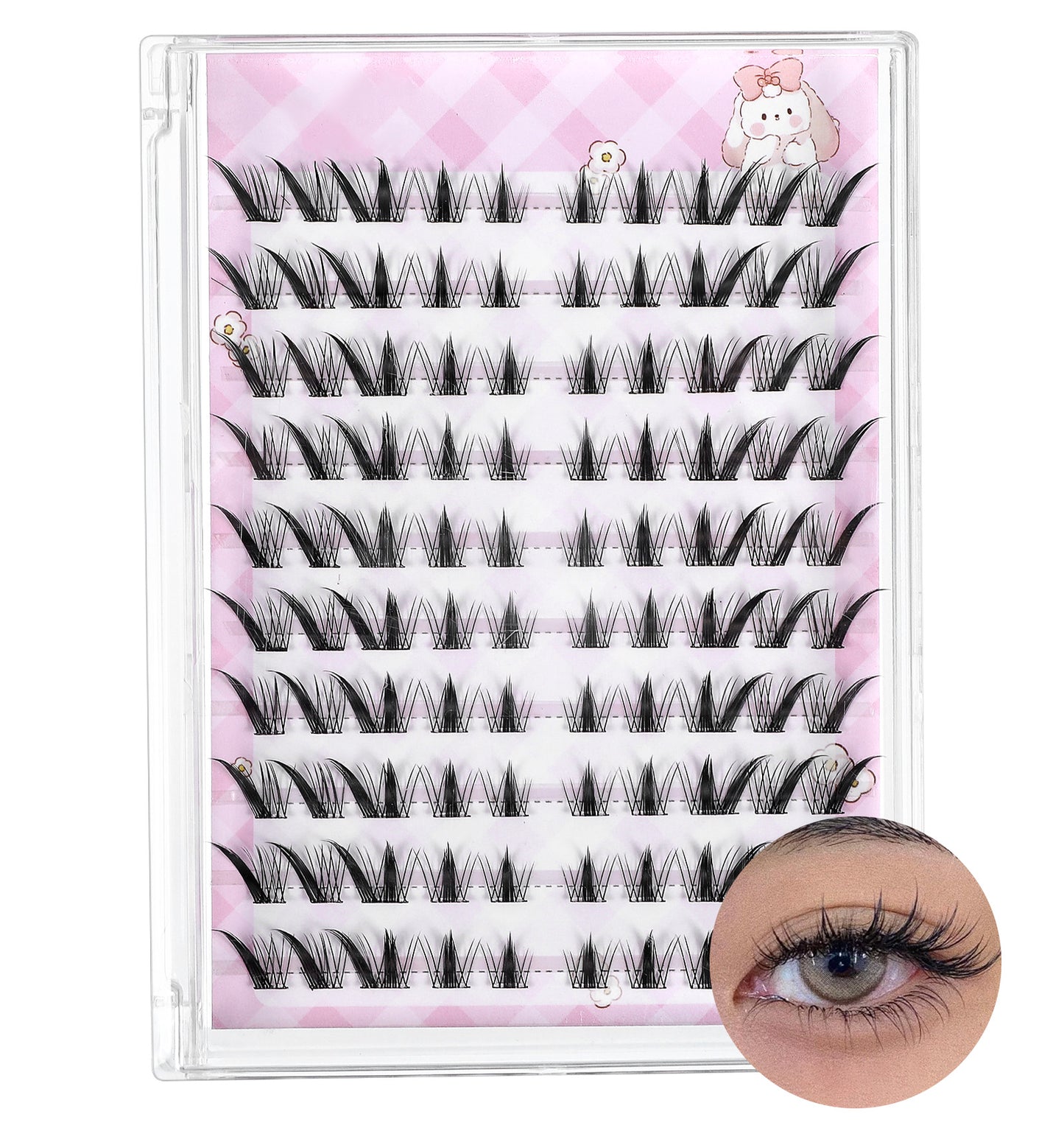 Manga Lashes Cluster, 100Pcs Self-Adhesive Fairy Eyelash Clusters 7-10MM, Wispy Spiky C-Curl for DIY Anime Eye Makeup