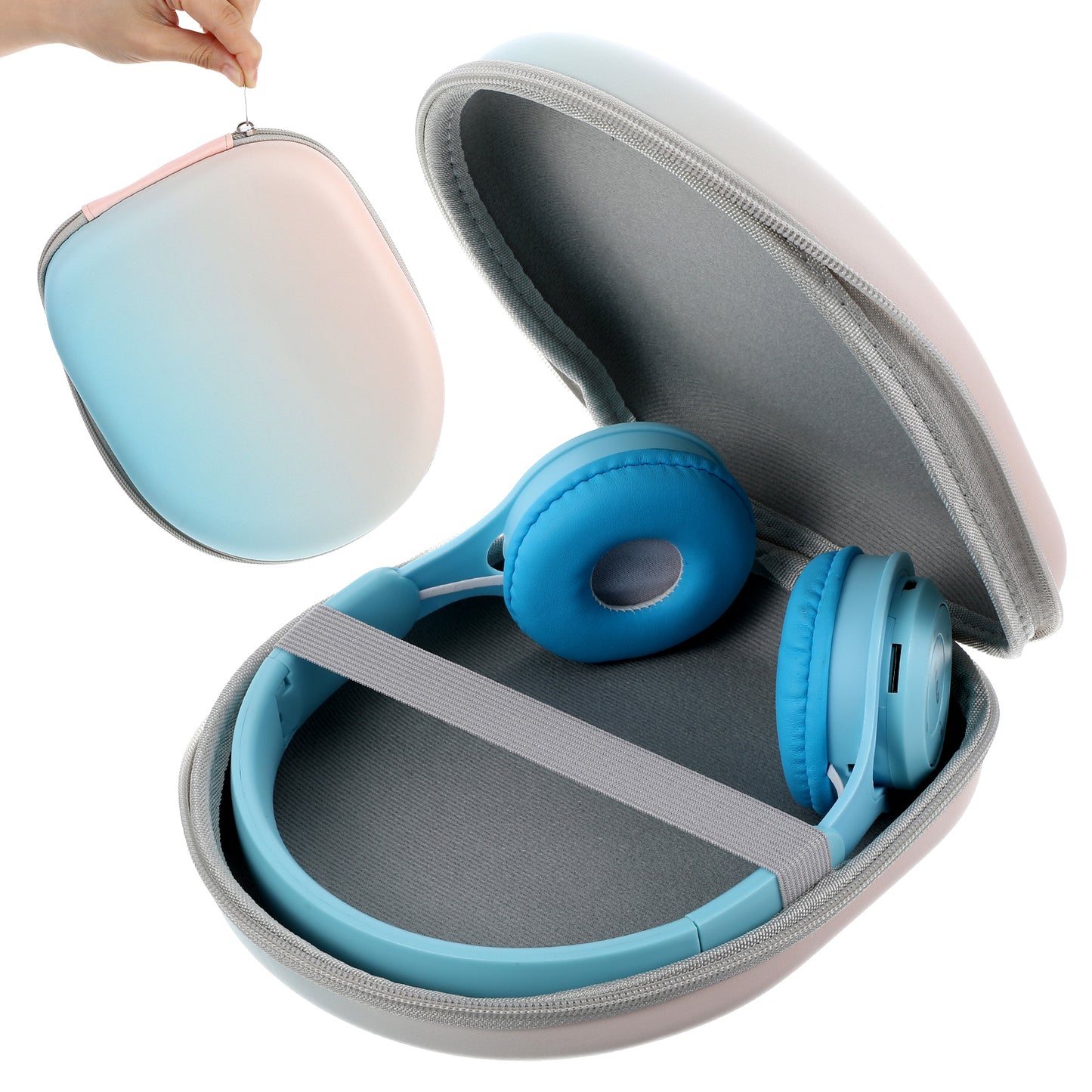 Classicseali Headphones Case, Portable Travel Earphone Case, Hard Shell Headset Cases Over Ear, Built-In Elastic Band, Suitable for Most Headphones, Colorful