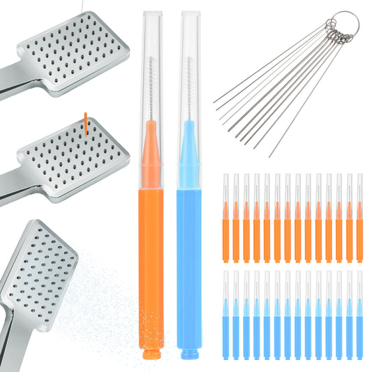 Oruola 50pcs Shower Head Cleaning Brush, 2 Designs Showerhead Cleaning Brushes,Multifunctional Crevice Cleaning Brush for Bathroom Small Hole Gap Nozzle Window Slot, Anti-Clogging