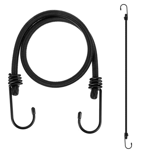 Oruola 2pcs Bungee Cords with Hooks,Heavy Duty Bungee Cords,23.61In Adjustable Bungee Cords with Hooks,Black Bungee Cords for Luggage, Camping,Tarps,Bike Rack, Outdoor Tent, Weatherproof,Black