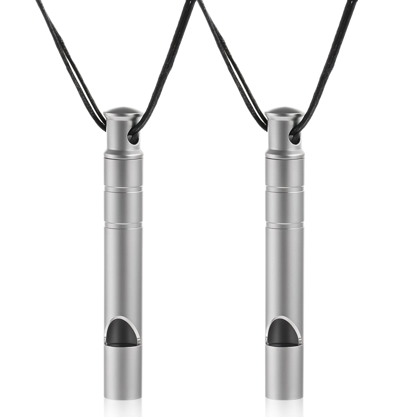 2-Pack Titanium Emergency Whistles 120dB Survival Safety Whistles with Lanyard for Hiking, Camping & Emergency Situations