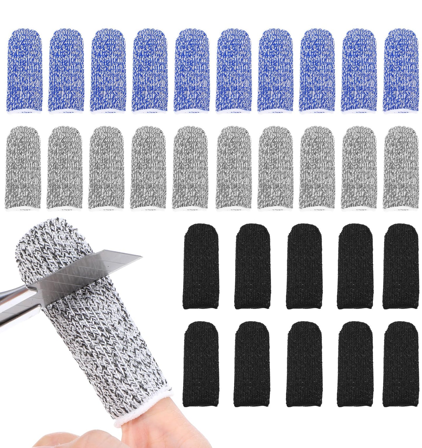 30 Pcs Thumb Protector, Cut Resistant Finger Protector, Anti-Slip Reusable Finger Covers for Cuts, Fingertip Sleeve Protectors for Work and Daily Use