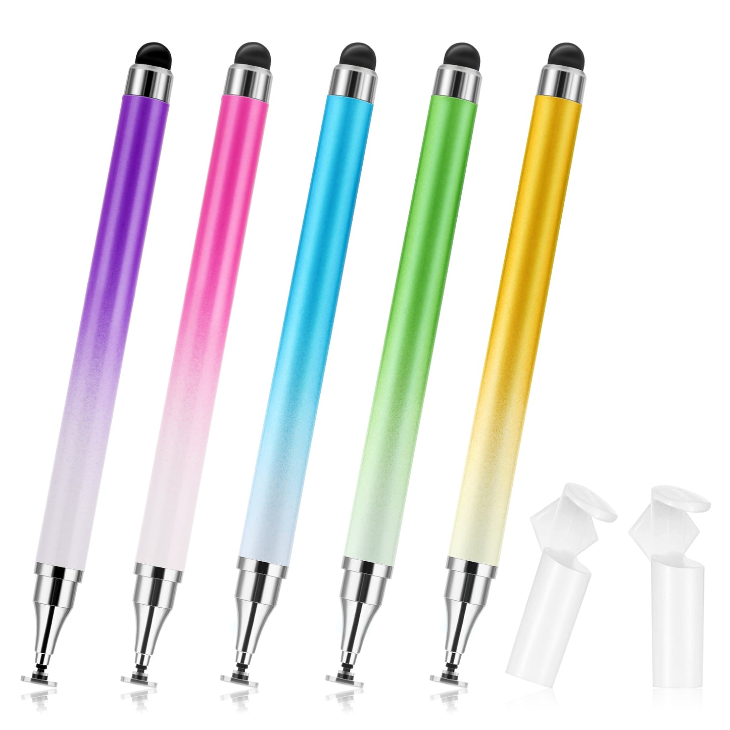Oruola 2 in 1 Touch Screen Stylus Pens for Touch Screens,5 Pack Gradient Color High Sensitivity Touch Screen Pen with Stand Cap for Smartphones,Tablets,Android,iPad,iPhone,Samsung,Microsoft Devices