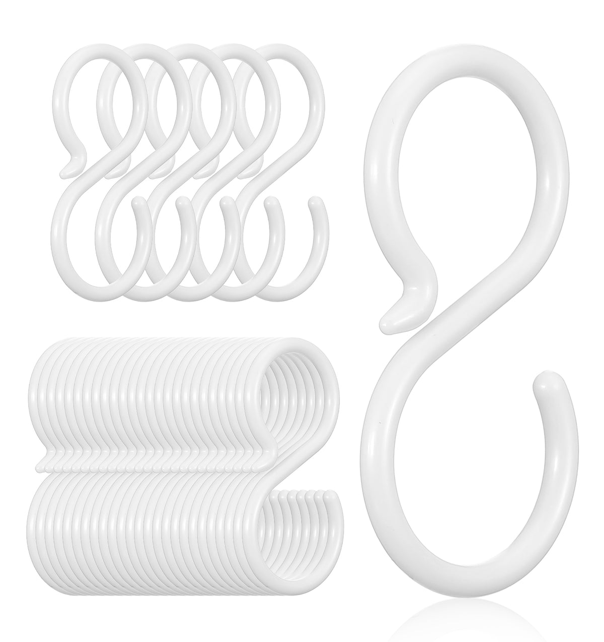 Thrymme 30 PCS S Hooks for Hanging, Small Abs Plastic Hooks (White, 6 Cm)