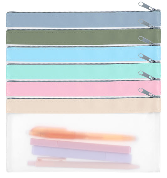 ValueBargain Clear Pencil Bags 6-Pack - Zippered Transparent Pouch for Supplies, Cute Portable Pencil Case (Office/Travel Organizer)