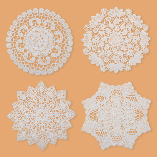 oruola 8pcs Lace Doilies,Doilies Lace Paper,Vintage White Placemats,Round Crochet Handmade Cotton Coasters for Kitchen Dining Room Party Wedding Decoration(6.5 In)