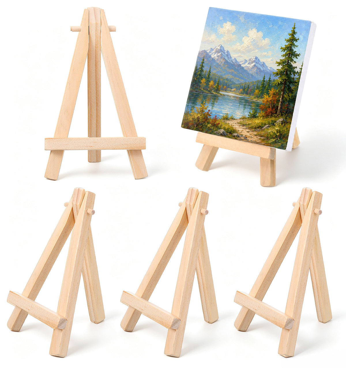 Thrymme 5Pcs Mini Easels, Mini Easel Stand, Small Wooden Display
