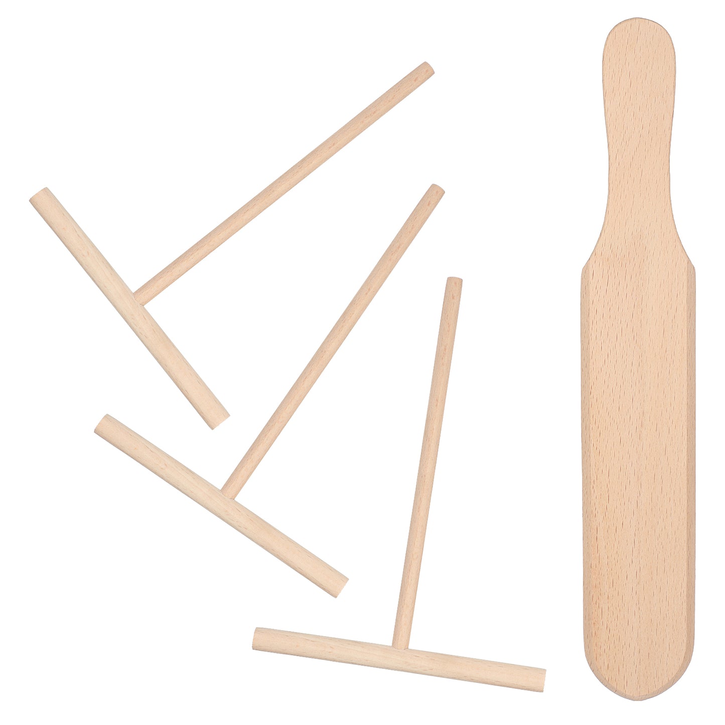 Elegaperma 4 Pcs Crepe Spreader, Dual-Thickness Crepe Spreader Tool with Wooden Turner, Pancake Spreader Tool for Roti, Flatbreads and Home Kitchen Cooking