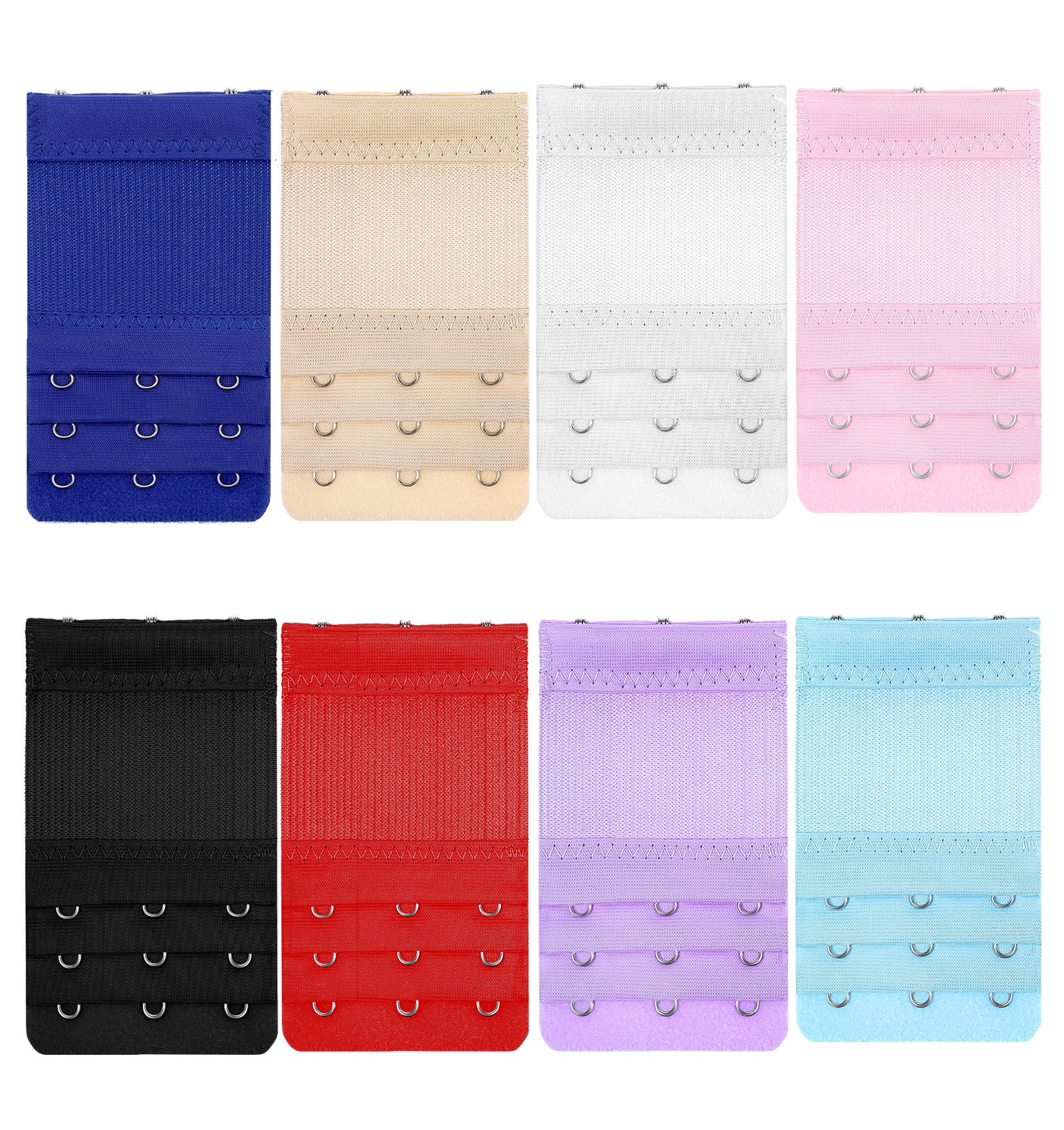 ValueBargain 3 Hook Bra Extenders, 8PCS Women's Elastic Adjustable Bra Extenders 3 Hooks for Maternity, Sports, Postpartum - Multi-Colour