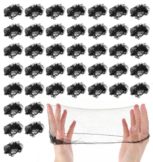 Black Hair Nets, 40Pcs Hair Bun Net, Elastic Edge Mesh Invisible for Ball Head Food Service, Ballet, Gymnastic, Dance, Sleeping, Kitchen