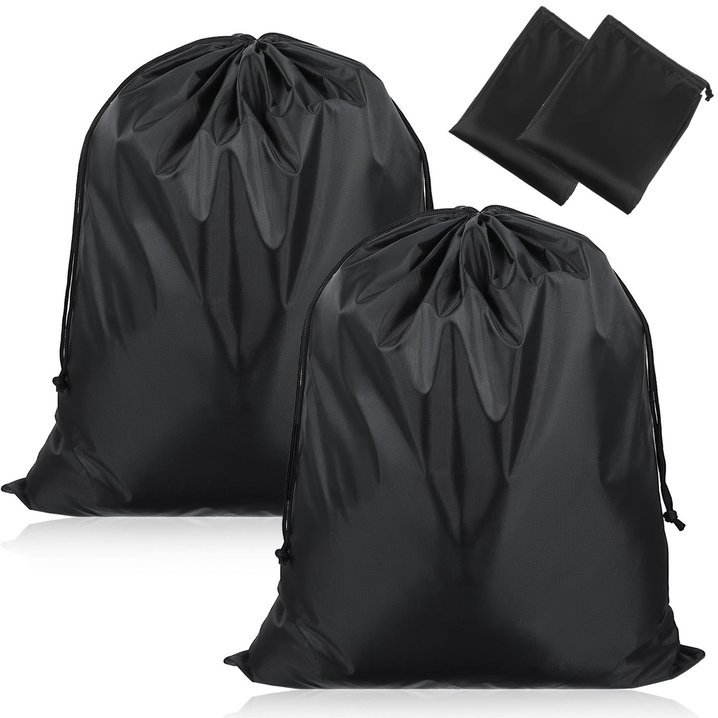 oruola 2pcs Drawstring Bags,Black Drawstring Gym Bag,Foldable Waterproof Travel Laundry Bag,60 x 50 cm Large Drawstring Bag,Draw String Bag Gym for Travel,Bedroom,Laundry Room,Dormitory(Black)