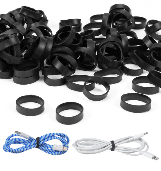 Small Thick Rubber Bands 280Pcs - Heavy Duty Elastic Silicone for Organizing Wires Cords & Cables 0.5 Inch Black Durable for Home Office & Industrial Use