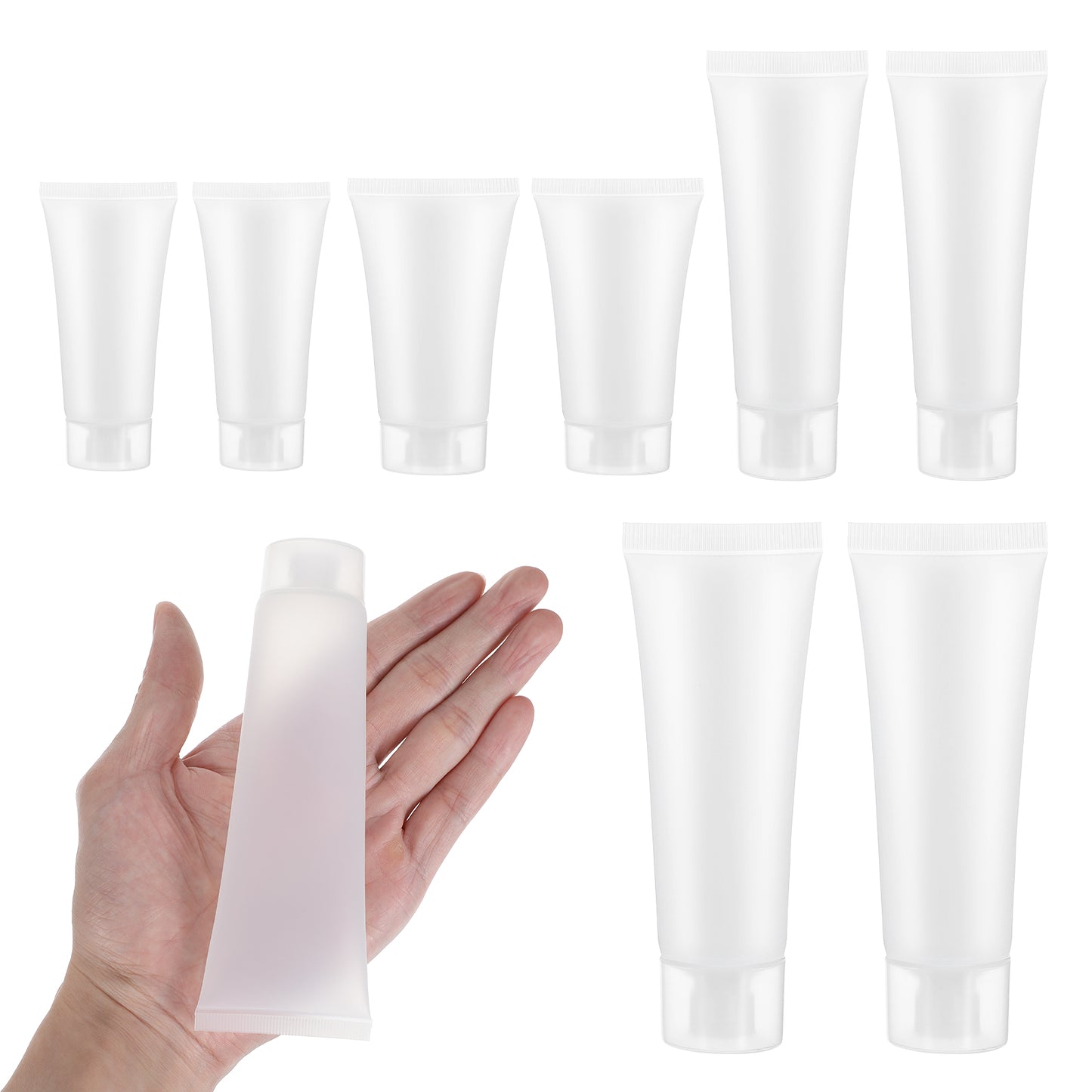 Classicseali 8pcs Refillable Travel Bottles, Clear Plastic Empty Squeeze Bottle, 20ml & 30ml & 50ml & 100ml Travel Bottles, Leak Proof Travel Bottle for Toiletries, Makeup, Shampoo