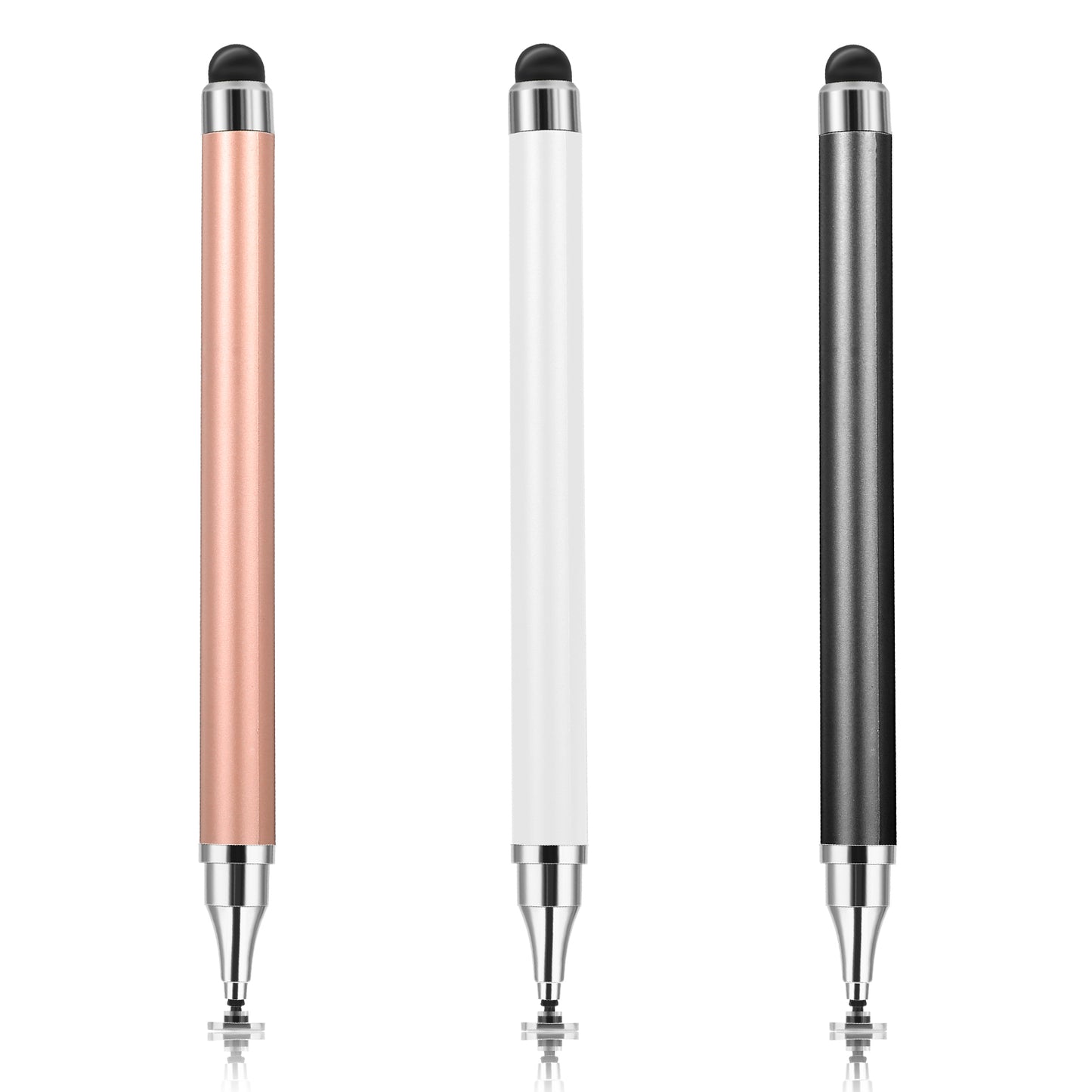 Oruola 3 Pack Touch Screen Stylus,2 in 1 Stylus Pens for Touch Screens,High Sensitivity Touch Screen Pen for iPad,iPhone,Android Tablets,Smartphones and Other Touch Screens(Black,White,Rose Gold)