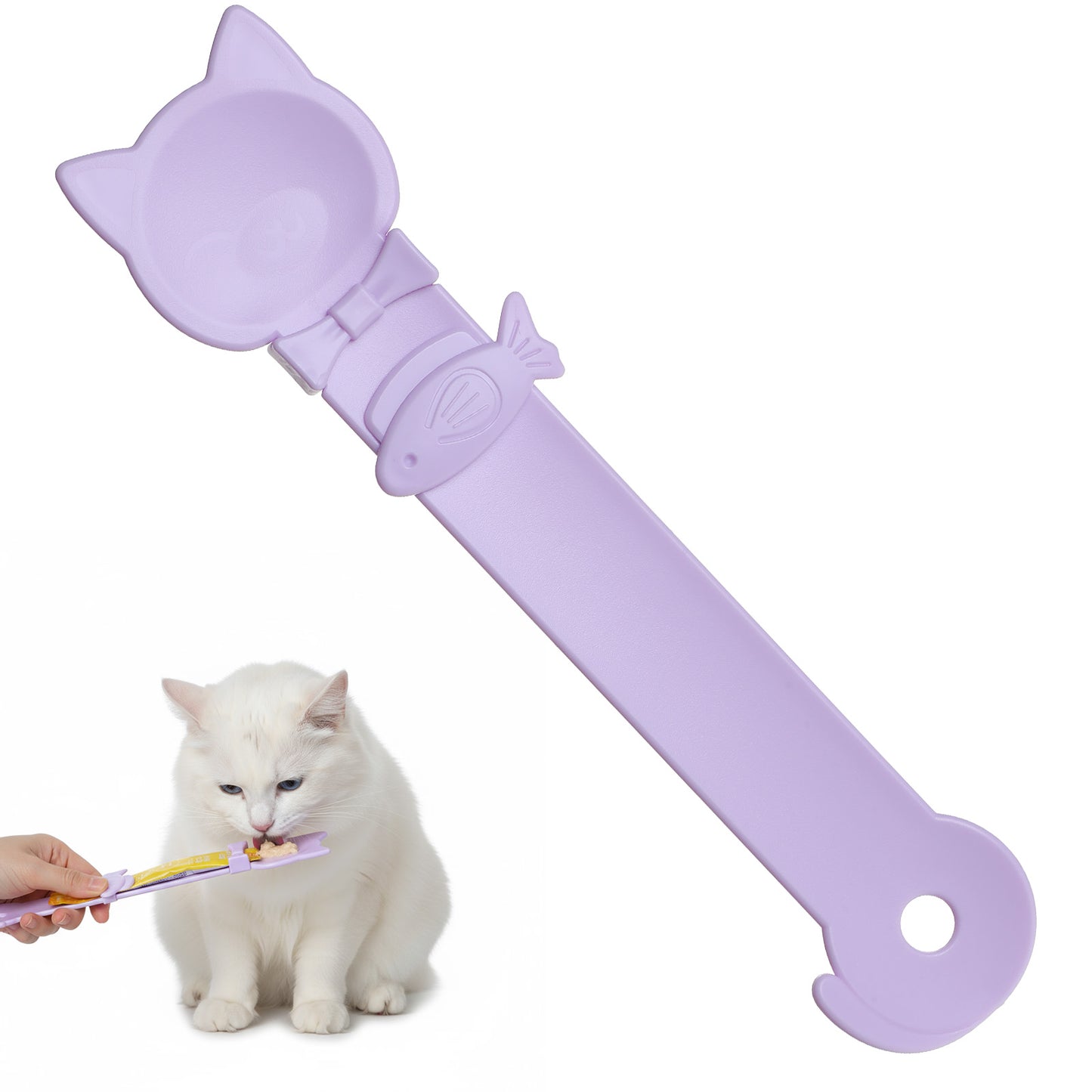 Classicseali Cat Treat Spoon,10.43 X 2.36 In Cute Churu Spoon, Multifunctional Durable Cats Treat Feeder Spoons, Comfortable Grip, Suitable for Cat Liquid Treats and Wet Food, Purple