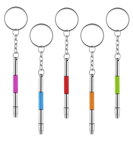 Screwdriver for Glasses Tightening, 5Pcs Precision Mini Eyeglass Screwdriver, Stainless Steel Alloy Tool with Keychain Attachment, Compact Design for Eyeglasses and Sunglasses
