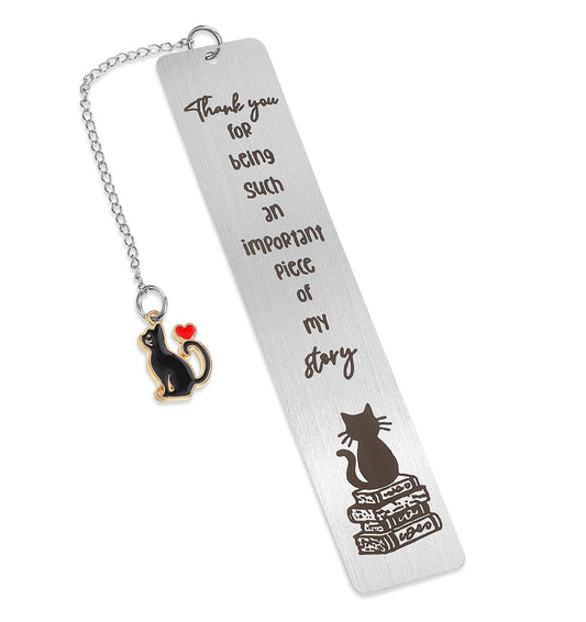 Stainless Steel Book Marks with Cute Cat Designs & Grateful Quotes for Readers & Cat Lover, Cat Bookmarks, Reading Gifts for Women, Men & Kids Book Lover, Book Reading Accessories for Birthday, Silver